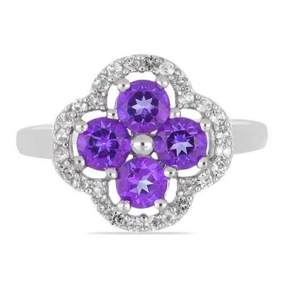 BUY STERLING SILVER NATURAL PINK TOPAZ MULTI GEMSTONE RING